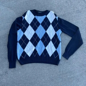 Brandy Melville Black and Blue Argyle Sweater